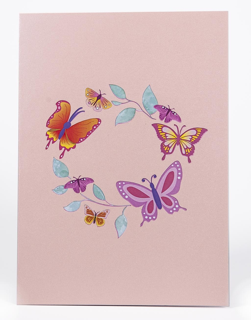 Pink Butterflies Pop-Up Card